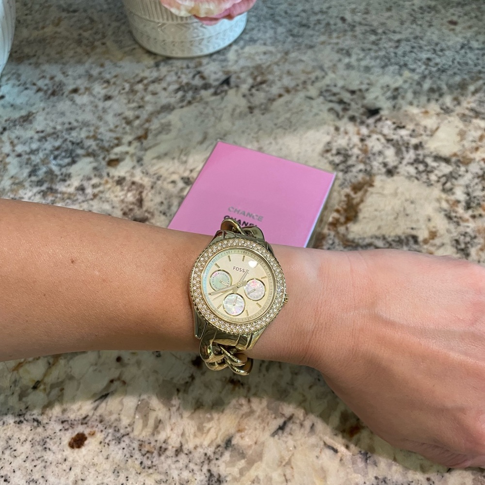 Chain Link Fossil Watch